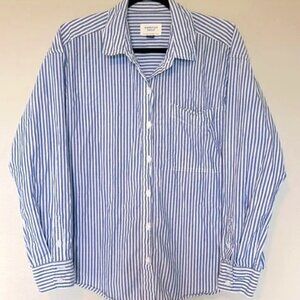 American Eagle, Button Up Blue and White Striped Long Sleeve Women's Blouse S/P